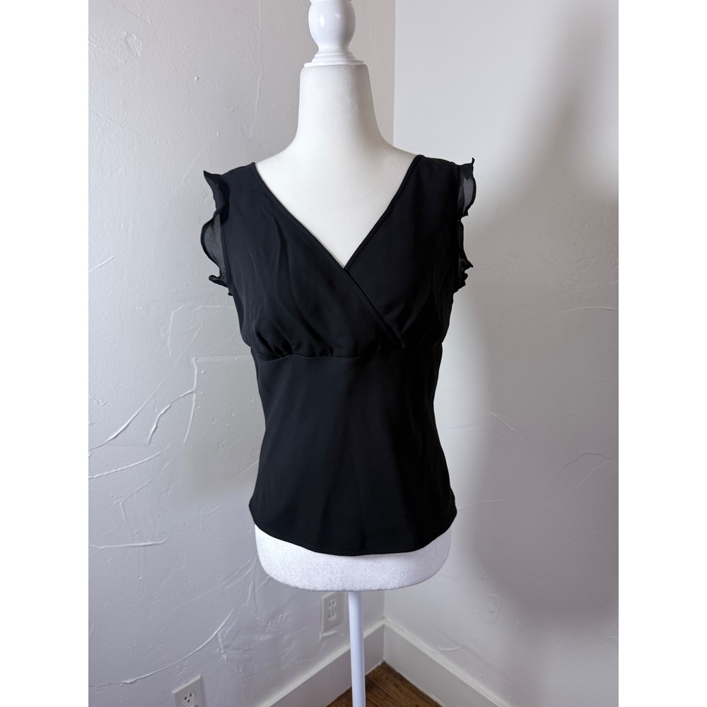 Vintage Y2K Together Deadstock Black Ruffle Empire Waist V Back Top